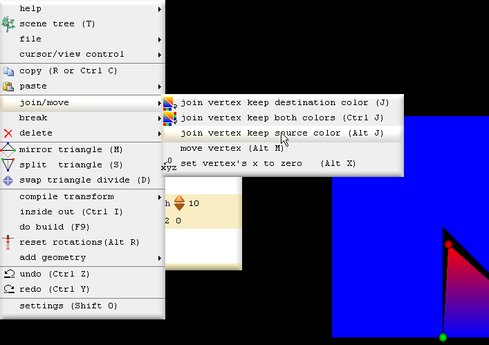 join vertex keep source color only